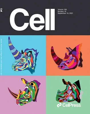 Journal cover design featuring colorful fish illustrations for Cell