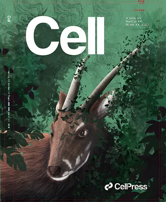 Journal cover design featuring a giraffe illustration for Cell