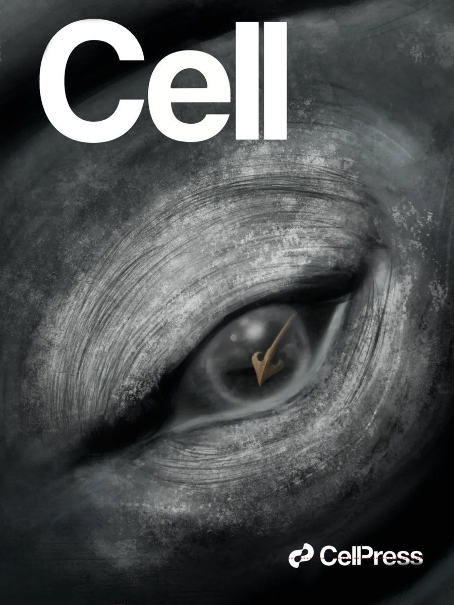 Journal cover design featuring a bowhead whale eye illustration for Cell